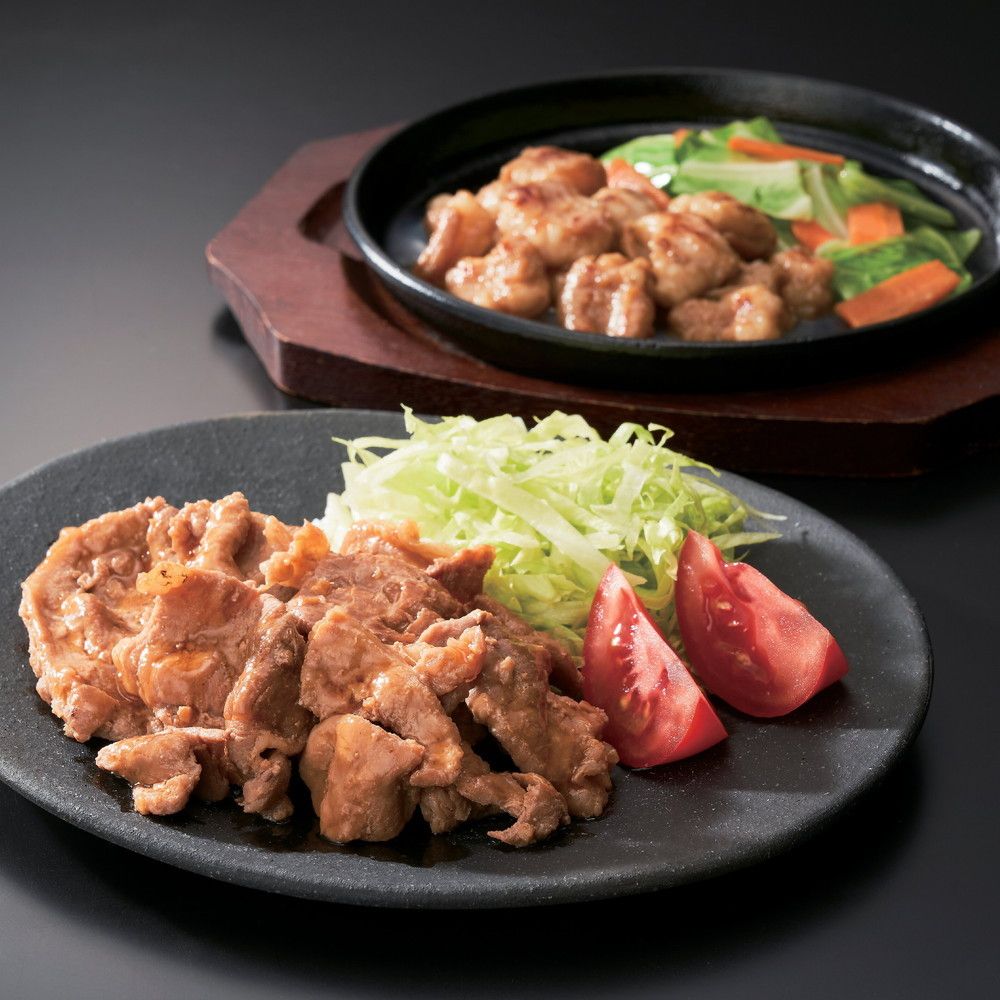 国産牛ホルモン・鹿児島県産黒豚生姜焼用詰合せ 計7袋